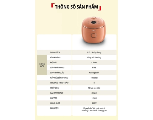Nồi Cơm Điện Tử Mini 0.7L Pop RK535TY0 Màu Cam Đất Tefal ảnh 8