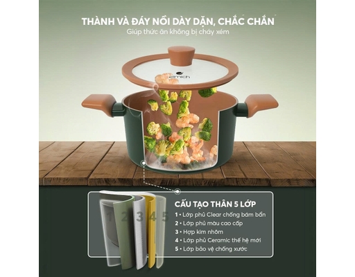 Nồi Chống Dính Ceramic Harmony EL5540PT24 Size 24cm Elmich ảnh 11