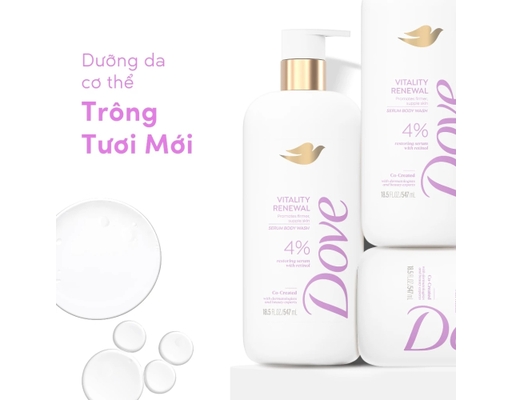 Sữa Tắm Serum Làm Chậm Dấu Hiệu Lão Hóa Vitality Renewal 547ml Dove ảnh 3