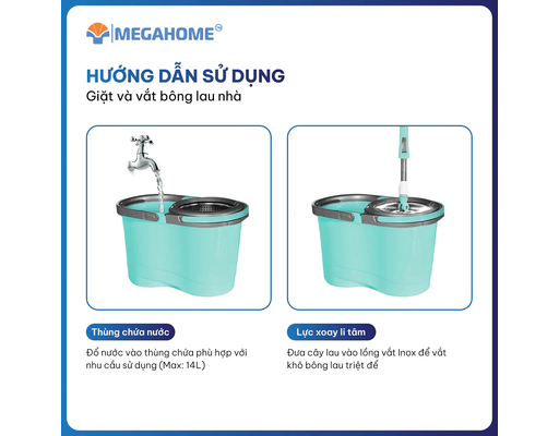 Bộ Lau Nhà Comfort X2 Rổ Nhựa 13L Megahome ảnh 3
