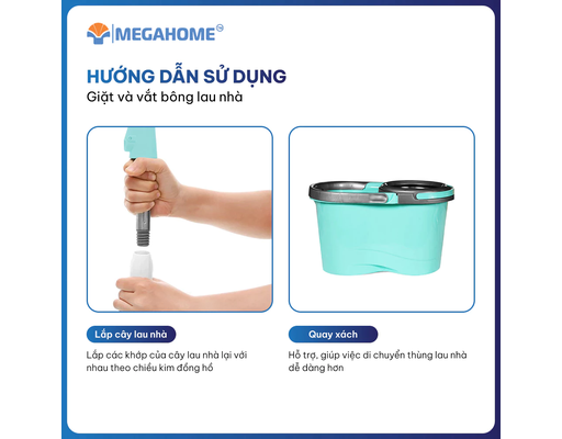Bộ Lau Nhà Comfort X2 Rổ Nhựa 13L Megahome ảnh 4