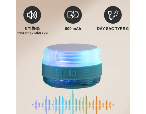 Bình Giữ Nhiệt Có Loa Bluetooth 500ml Màu Xanh La Gourmet ảnh 4