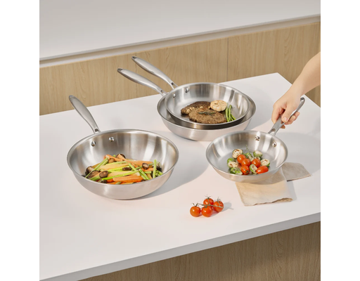 Chảo Inox Nguyên Khối Omi Gourmet Size 28cm Inochi ảnh 3