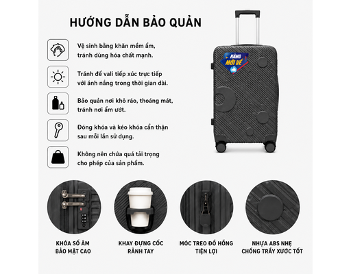 Vali Nhựa ABS Size 20 Màu Xám Rêu Hùng Phát ảnh 3