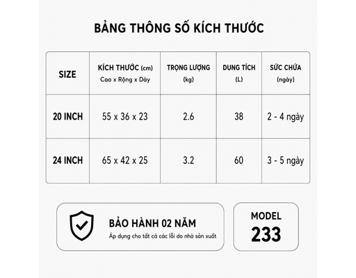 Vali Nhựa ABS Size 20 Màu Cam Đào Hùng Phát ảnh 5