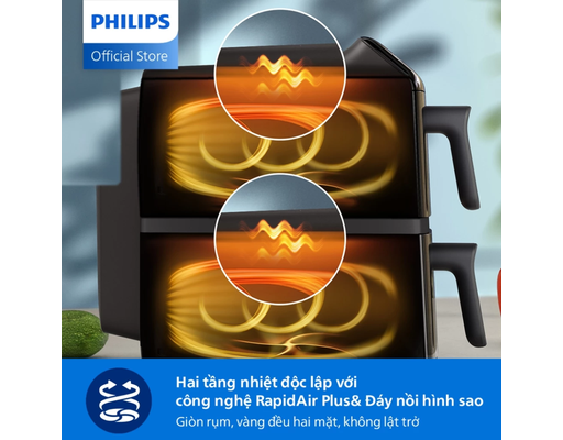 Nồi Chiên Không Dầu 2 Tầng NA462/70 Dung Tích 10L Philips ảnh 8