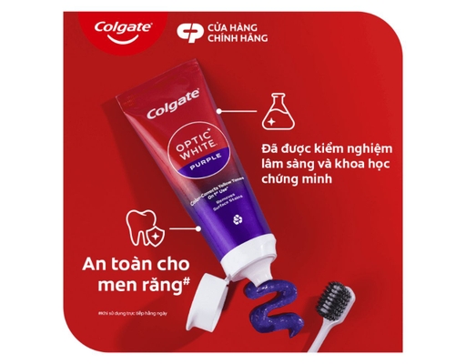 Bộ Đôi Kem Đánh Răng Vòi Nhấn Thông Minh Optic White Purple Colgate ảnh 3