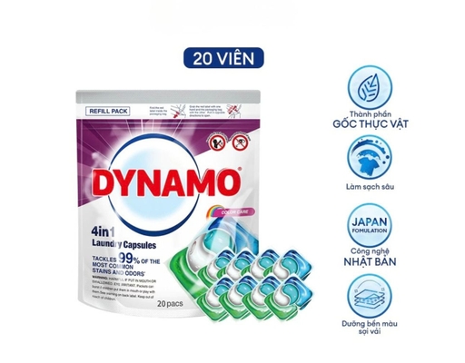 Viên Giặt Xả 4in1 Color Care 20 Viên Dynamo ảnh 1