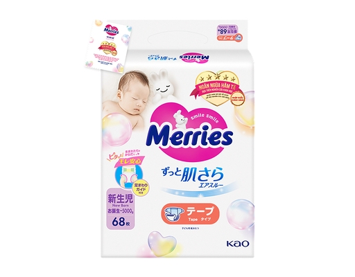 Tã Dán Size Newborn Cho Bé Dưới 5kg 68 Miếng Merries ảnh 0