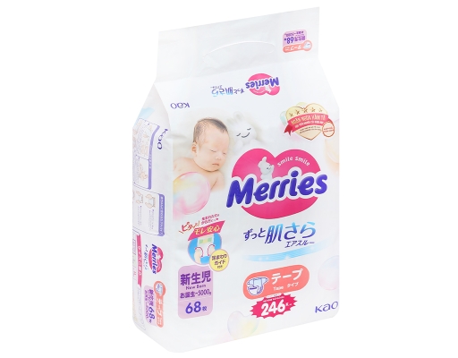 Tã Dán Size Newborn Cho Bé Dưới 5kg 68 Miếng Merries ảnh 1
