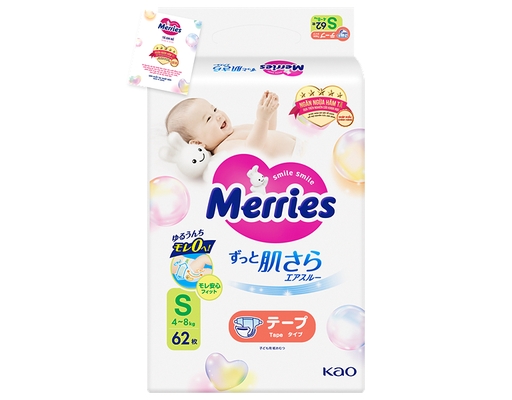 Tã Dán Size S Cho Bé 4 - 8kg 62 Miếng Merries ảnh 0