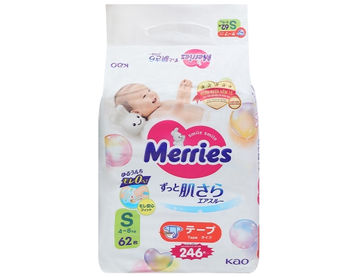 Tã Dán Size S Cho Bé 4 - 8kg 62 Miếng Merries ảnh 2