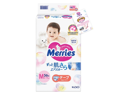Tã Dán Size M Cho Bé 6 - 11kg 56 Miếng Merries ảnh 0