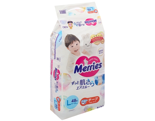 Tã Dán Size L Cho Bé 9 - 14kg 48 Miếng Merries ảnh 1