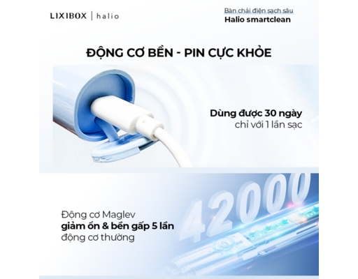 Bàn Chải Điện Sạch Sâu Smartclean Sky Blue Halio ảnh 4