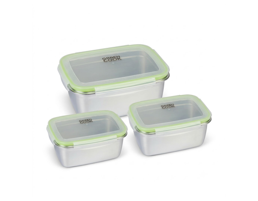 Combo 3 Hộp Thực Phẩm Inox 304 GCFC251 1300ml-1800ml-2800ml Green Cook ảnh 0