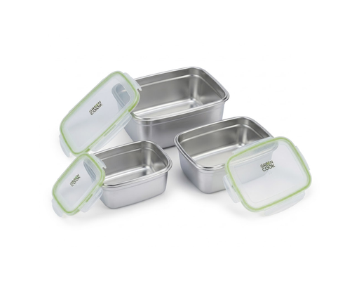 Combo 3 Hộp Thực Phẩm Inox 304 GCFC251 1300ml-1800ml-2800ml Green Cook ảnh 1