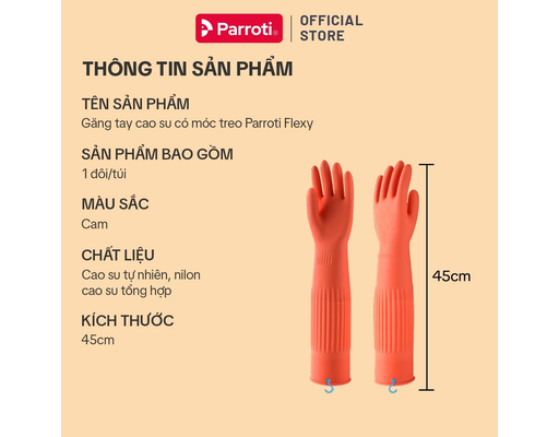 Găng Tay Cao Su Lót Nhung Có Móc Treo Size S Parroti ảnh 10