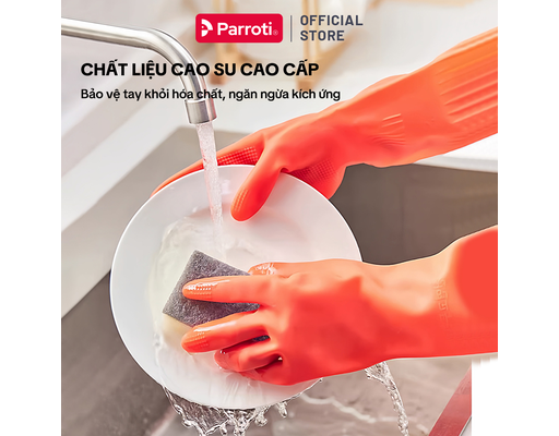 Găng Tay Cao Su Lót Nhung Có Móc Treo Size S Parroti ảnh 1