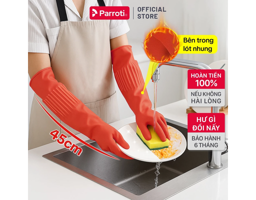 Găng Tay Cao Su Lót Nhung Có Móc Treo Size S Parroti ảnh 2