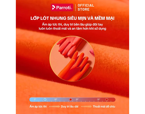 Găng Tay Cao Su Lót Nhung Có Móc Treo Size S Parroti ảnh 4