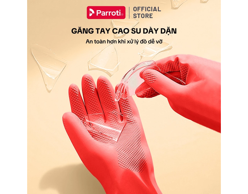 Găng Tay Cao Su Lót Nhung Có Móc Treo Size S Parroti ảnh 8