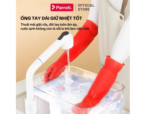 Găng Tay Cao Su Lót Nhung Có Móc Treo Size M Parroti ảnh 5