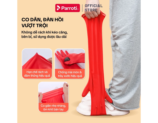 Găng Tay Cao Su Lót Nhung Có Móc Treo Size M Parroti ảnh 6