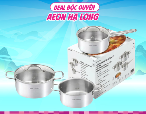 Bộ 3 Nồi Inox 3 Lớp Liền Khối Size 16-20-24cm HÓME CÓORDY ảnh 0