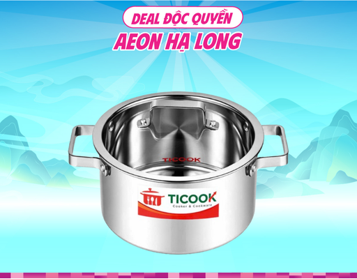 Nồi Inox 304 Nắp Kính Đáy Từ NTQV22 20cm Ticook ảnh 0