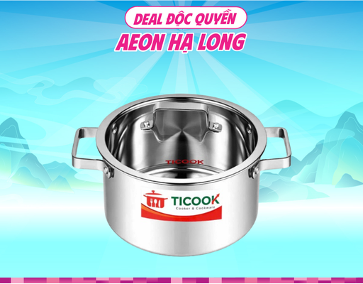 Nồi Inox 304 Nắp Kính Đáy Từ NTQV22 22cm Ticook ảnh 0