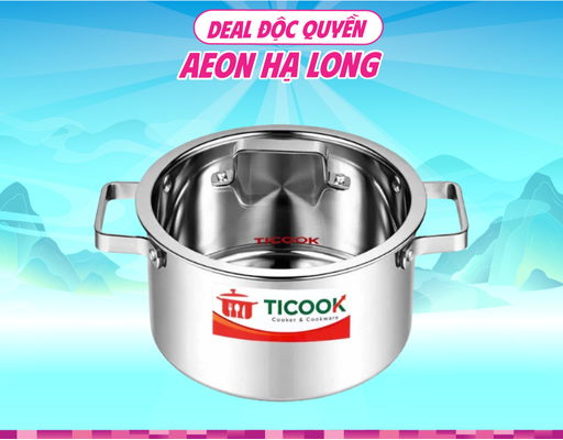 Nồi Inox 304 Nắp Kính Đáy Từ NTQV22 26cm Ticook ảnh 0
