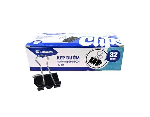 Kẹp Bướm Đen 32mm FO-DC04 Hộp 12 Cái Thiên Long ảnh 0