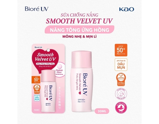 Sữa Chống Nắng Nâng Tông UV Màng Nhung Sáng Hồng SPF50+ PA++++ 30ml Bioré ảnh 1