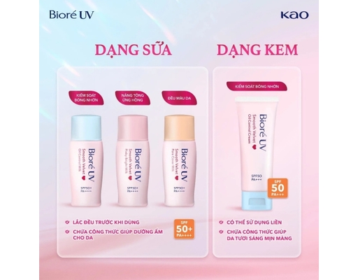 Sữa Chống Nắng Nâng Tông UV Màng Nhung Sáng Hồng SPF50+ PA++++ 30ml Bioré ảnh 7