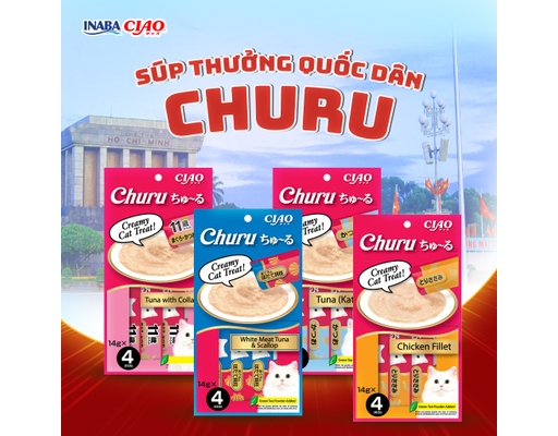 Gói 4 Thanh Súp Thưởng Cho Mèo Trưởng Thành Vị Cá Ngừ, Collagen 14g CIAO ảnh 2