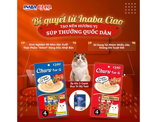 Gói 4 Thanh Súp Thưởng Cho Mèo Trưởng Thành Vị Cá Ngừ Trắng & Chất Xơ 14g CIAO ảnh 5