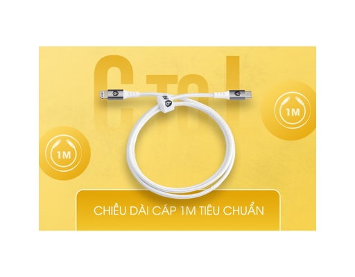 Cáp Sạc Nhanh USB-C To Lightning Cho iPhone Dài 1m 9FCA002W Màu Trắng 9Fit ảnh 4