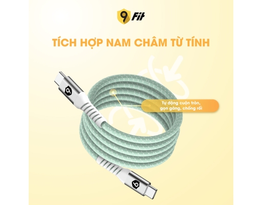 Cáp Từ Tính Tự Cuộn USB-C To USB-C 1m 9C10MCCG Màu Xanh Lá 9Fit ảnh 6