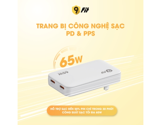 Sạc Slim PD 65W 2C GaN 9A652C07B Màu Đen 9Fit ảnh 7