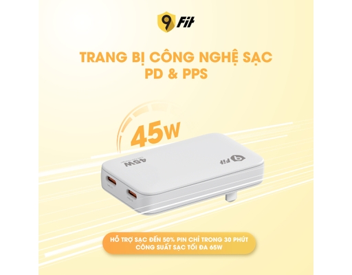 Sạc Slim PD 45W 2C GaN 9A452C06W Màu Trắng 9Fit ảnh 4