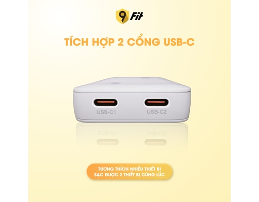 Sạc Slim PD 45W 2C GaN 9A452C06W Màu Trắng 9Fit ảnh 5