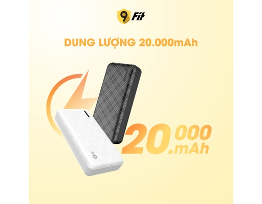 Sạc Dự Phòng Lite 20.000mAh/3.7V Lõi Pin Li-Polymer 9PL20K03B Màu Đen 9Fit ảnh 4