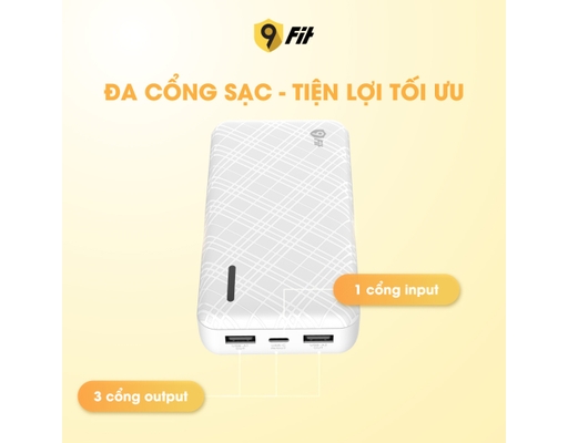 Sạc Dự Phòng Lite 20.000mAh/3.7V Lõi Pin Li-Polymer 9PL20K03W Màu Trắng 9Fit ảnh 7
