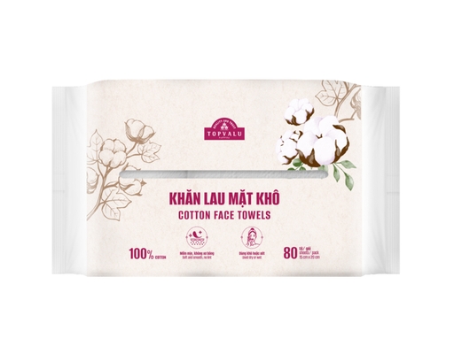 Khăn Lau Mặt Khô Cotton Face Towels 80 Tờ TOPVALU ảnh 0