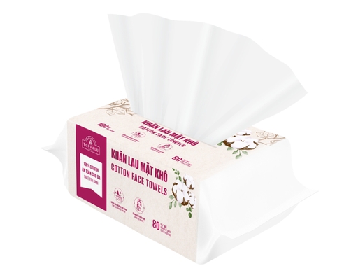 Khăn Lau Mặt Khô Cotton Face Towels 80 Tờ TOPVALU ảnh 3