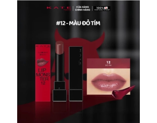 Son Môi Bền Màu Lâu Trôi Lip Monster Màu 12 Đỏ Tím 3g KATE ảnh 1