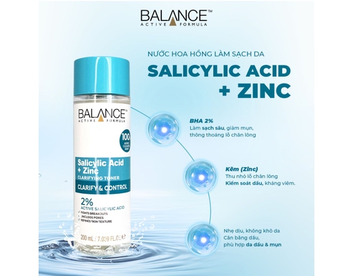 Toner Dưỡng Da Làm Sạch & Kiểm Soát Dầu Salicylic Acid + Zinc 200ml BALANCE ACTIVE FORMULA ảnh 1