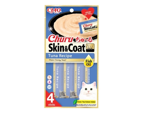 Gói 4 Thanh Súp Thưởng Cho Mèo Skin And Coat Cá Ngừ & Dầu Cá 14g CIAO ảnh 0