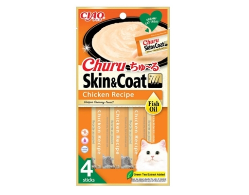 Gói 4 Thanh Súp Thưởng Cho Mèo Skin And Coat Vị Gà & Dầu Cá 14g CIAO ảnh 0